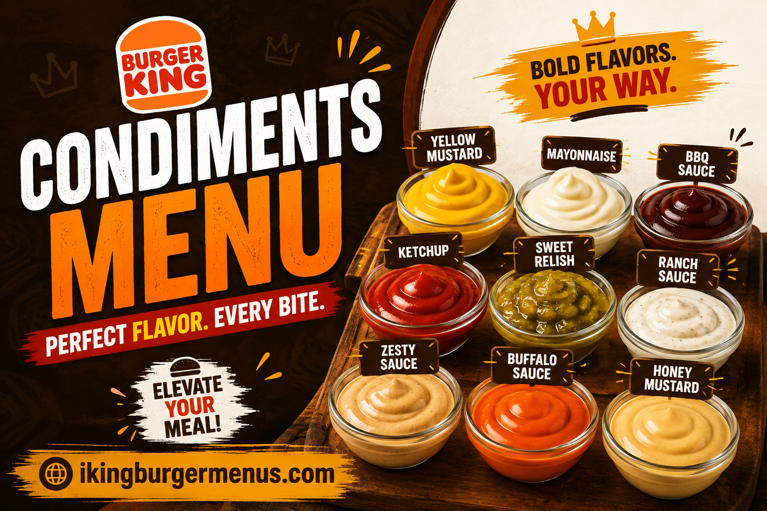Burger King Condiments Menu with Prices 2026