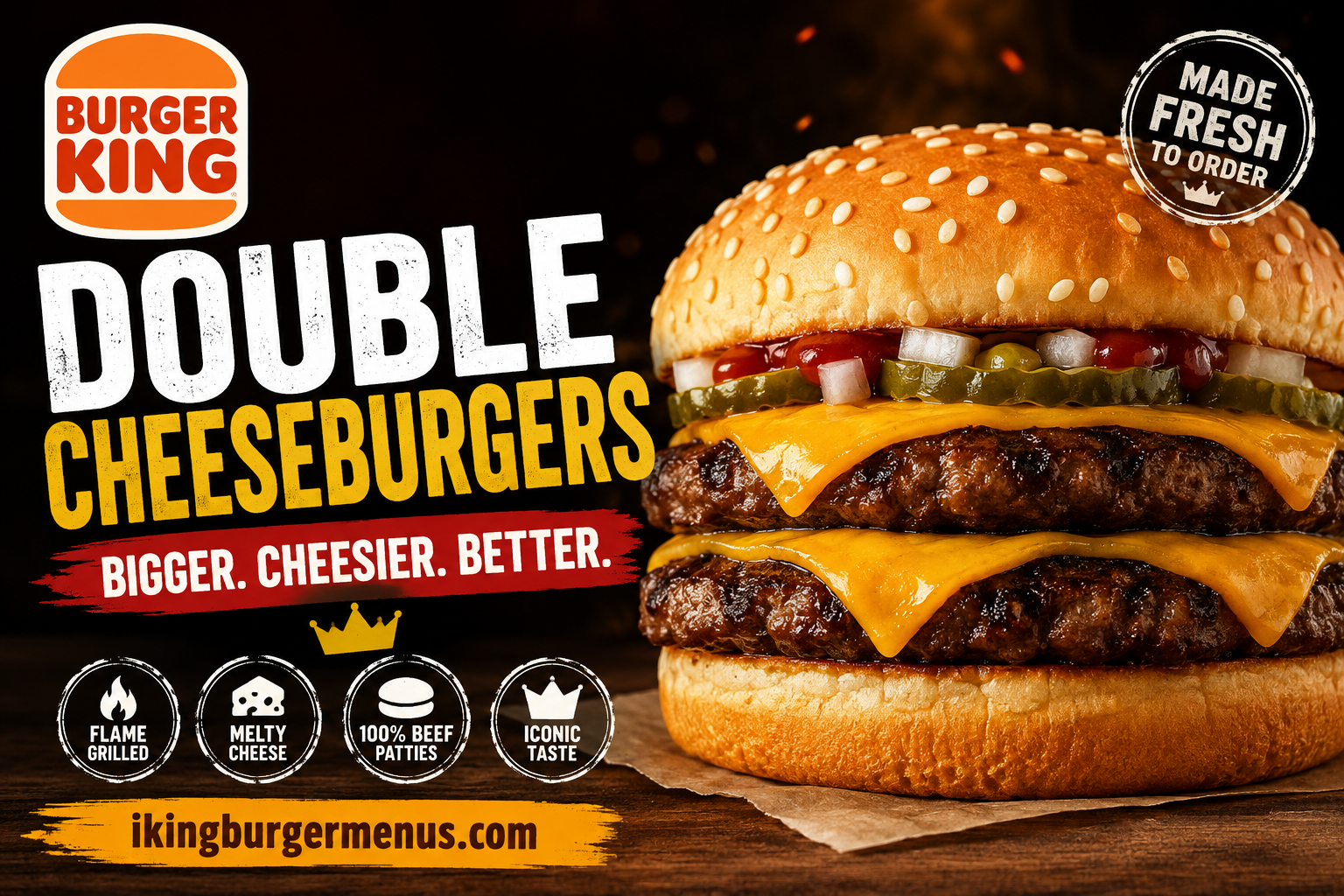 Burger King Double Cheeseburgers Menu with Prices 2026